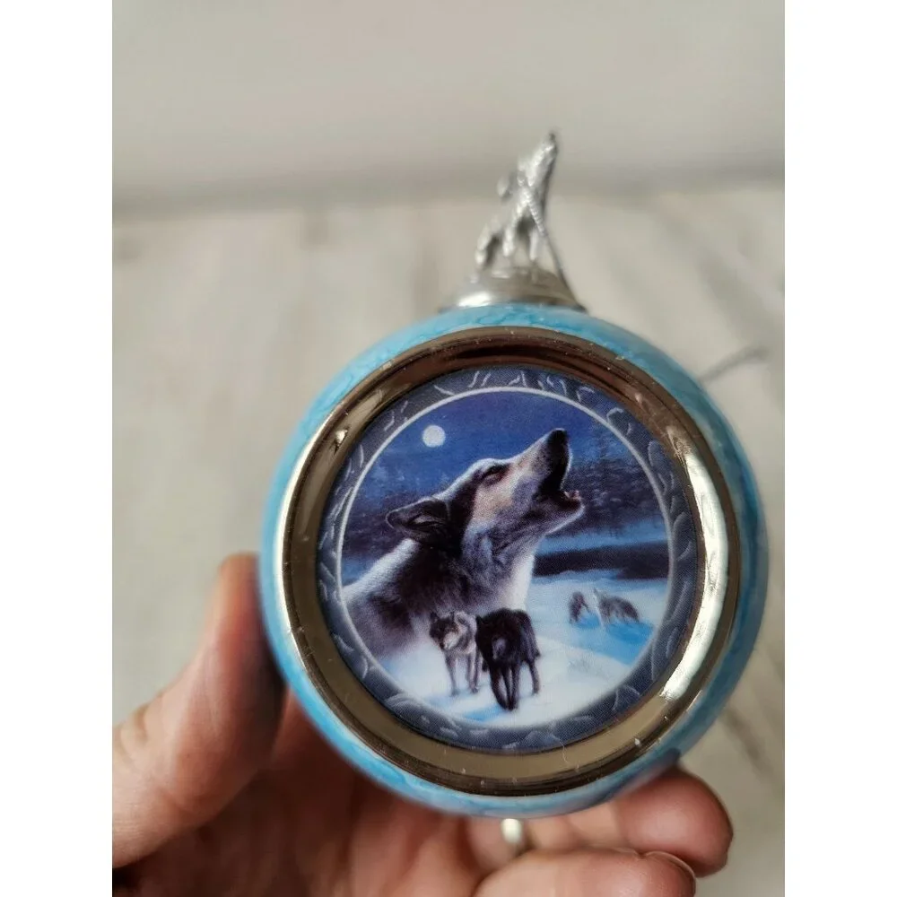 Bradford midnight Harmony wolf ornament spirit 1997 vintage Xmas‎ tree wildlife